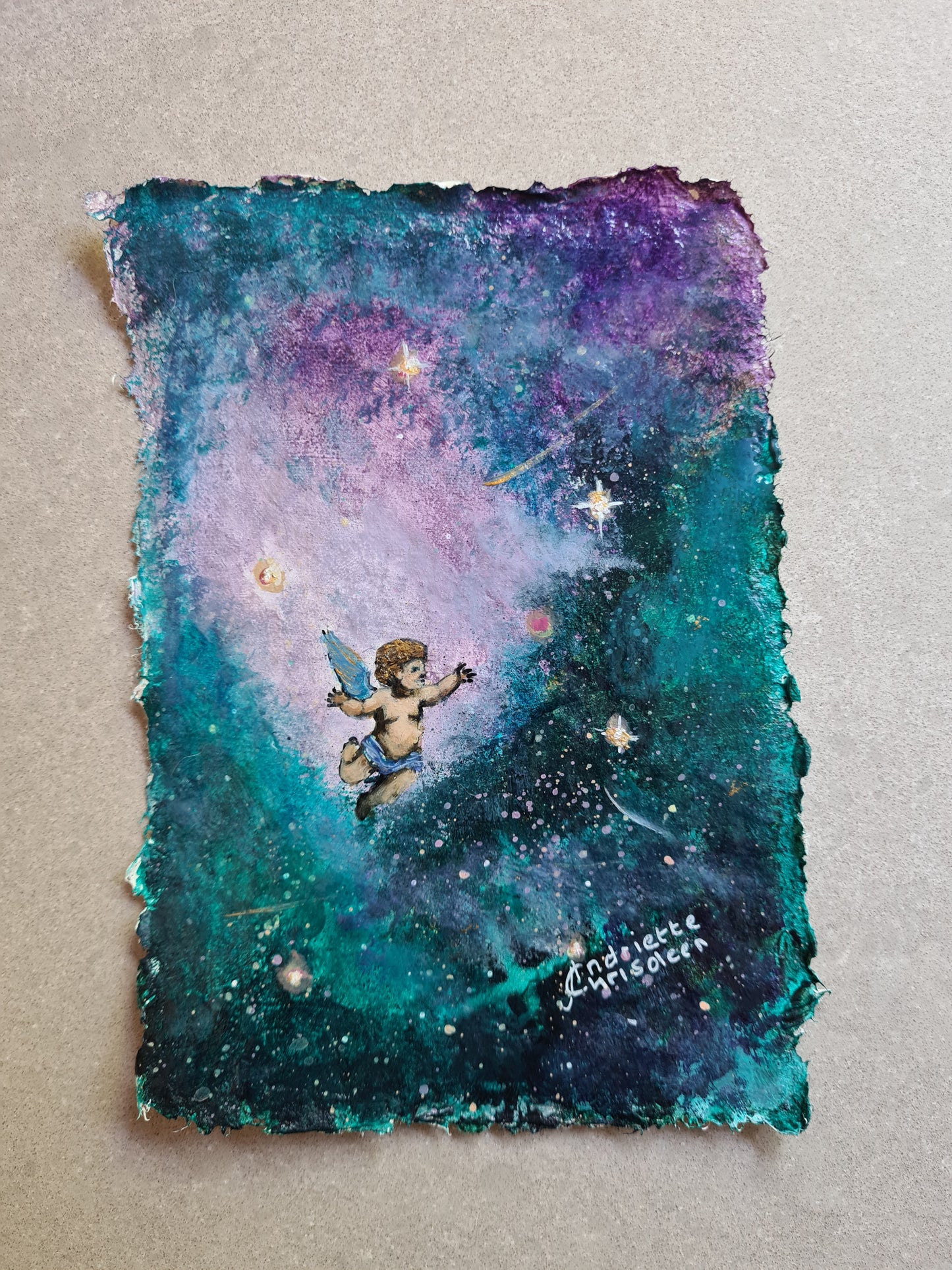 CHERUB MINI PAINTINGS | 12X16CM | COTTON RAG PAPER
