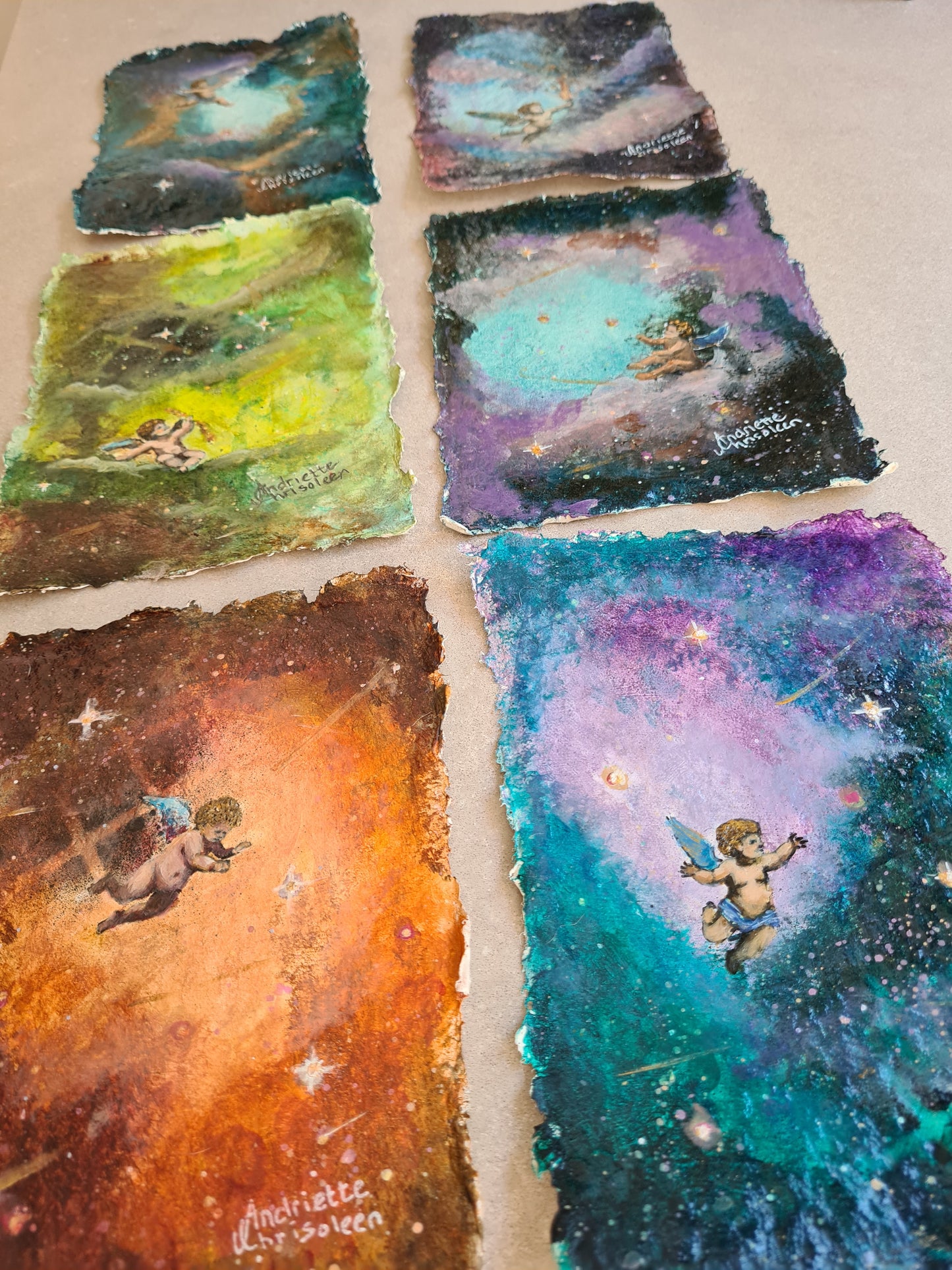 CHERUB MINI PAINTINGS | 12X16CM | COTTON RAG PAPER
