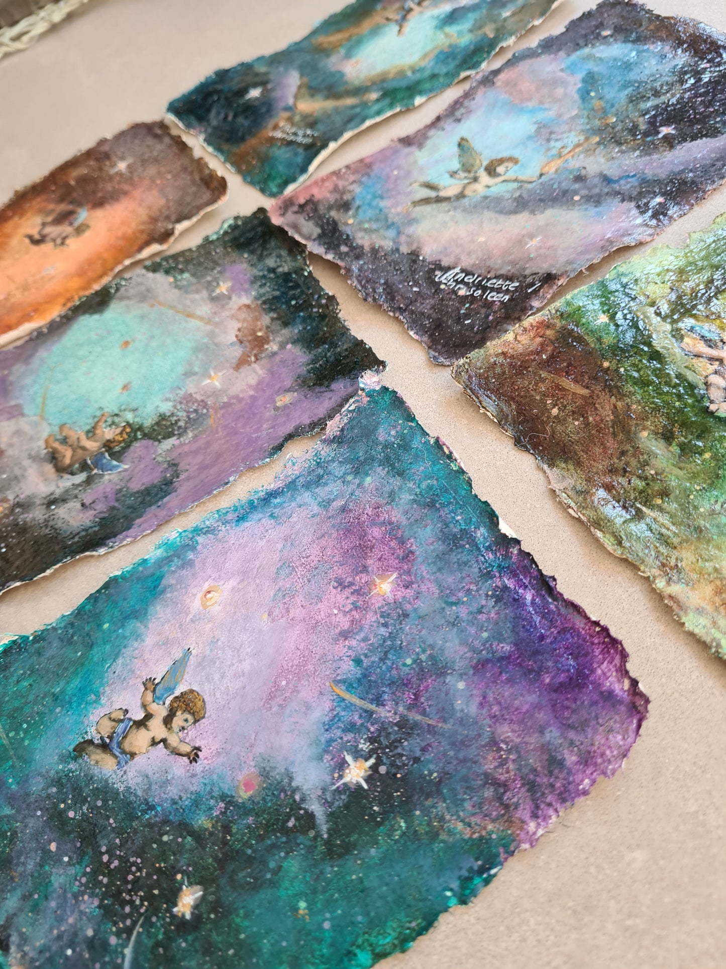 CHERUB MINI PAINTINGS | 12X16CM | COTTON RAG PAPER