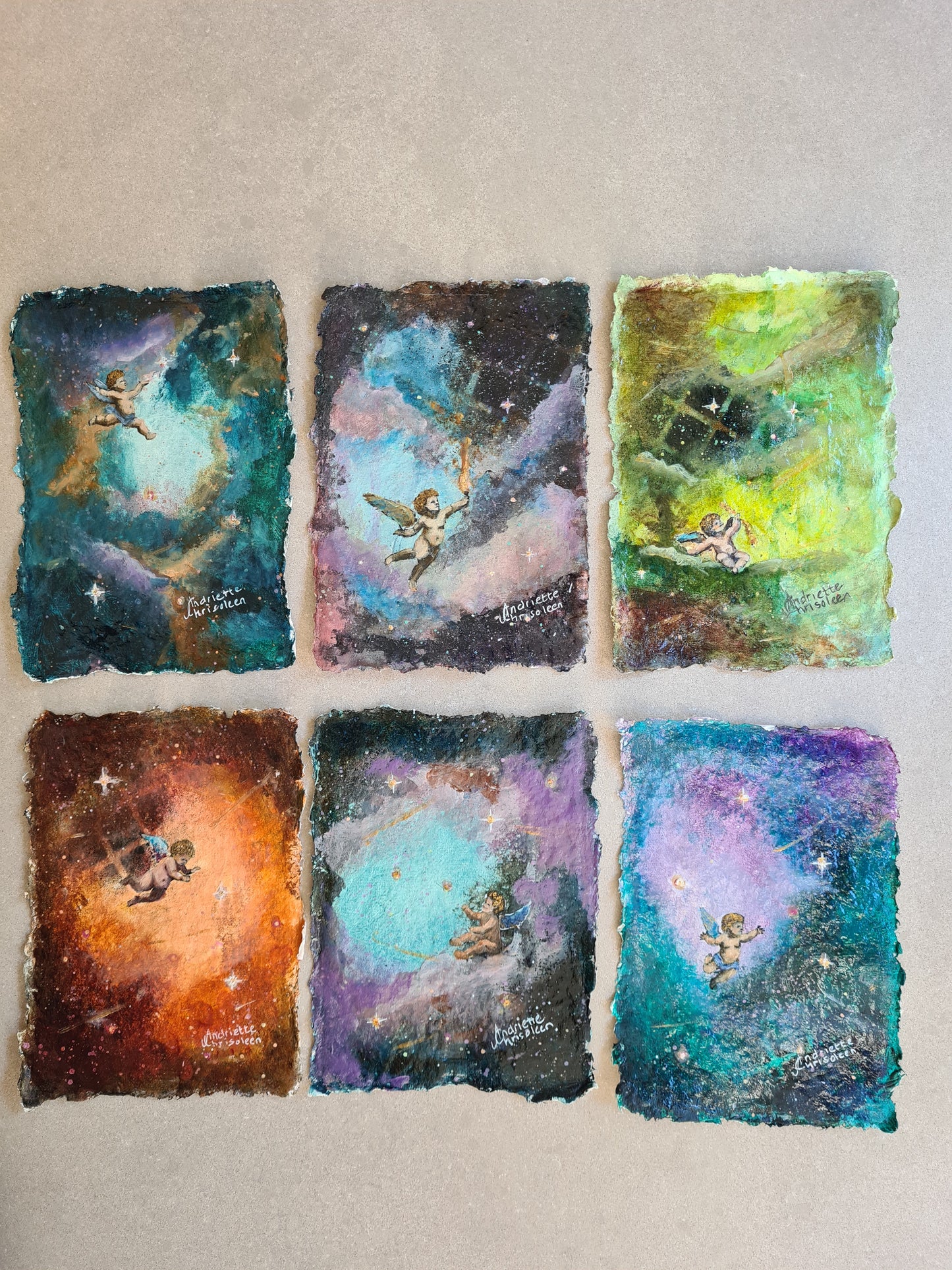 CHERUB MINI PAINTINGS | 12X16CM | COTTON RAG PAPER