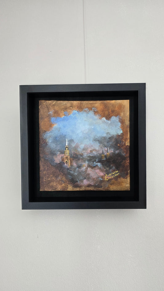 DELFT II: GOLDEN ECHO | 20X20CM | FRAMED CANVAS BOARD