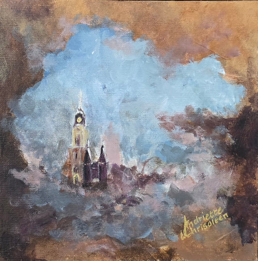 DELFT I: MORNING VEIL | 20X20CM | FRAMED CANVAS BOARD