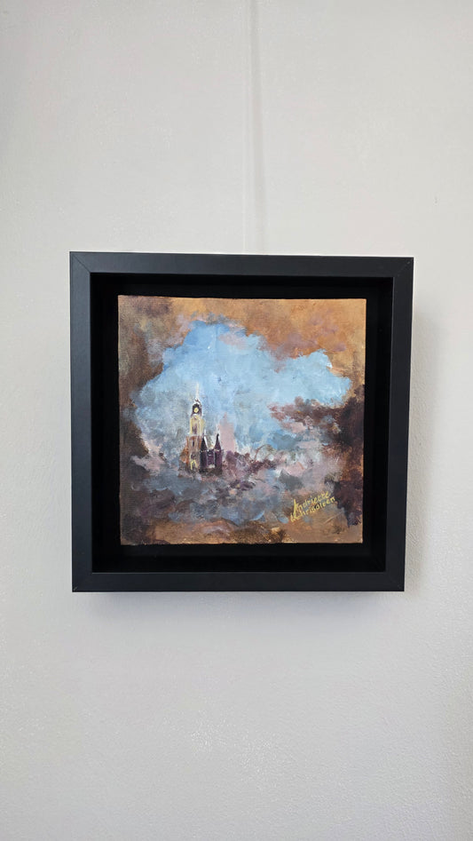DELFT I: MORNING VEIL | 20X20CM | FRAMED CANVAS BOARD